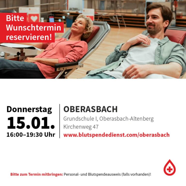 Mehr über den Artikel erfahren Nächsten Donnerstag ist es wieder Zeit zum Blutspenden. Wir freuen uns auf euch